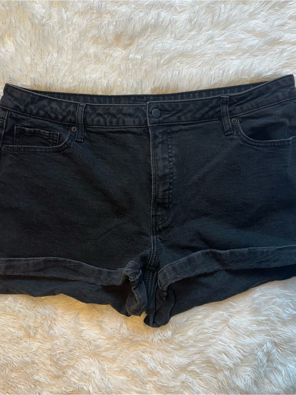 Old Navy Black Cuffed High-Rise Denim Shorts
